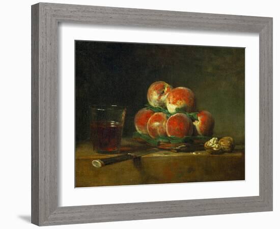 Chest with With Peaches and Nuts-Jean-Baptiste Simeon Chardin-Framed Giclee Print