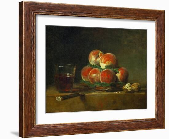 Chest with With Peaches and Nuts-Jean-Baptiste Simeon Chardin-Framed Giclee Print