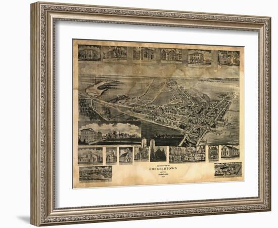 Chestertown, Maryland - Panoramic Map-Lantern Press-Framed Art Print