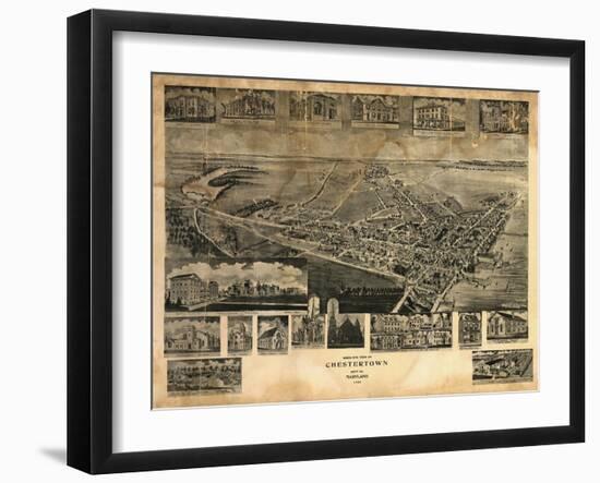 Chestertown, Maryland - Panoramic Map-Lantern Press-Framed Art Print