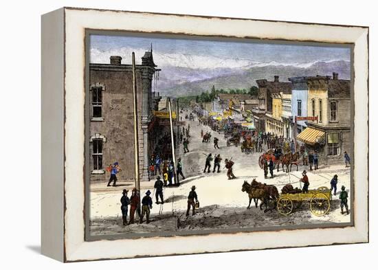Chestnut Street in Leadville, Colorado, During the Mining Boom, 1870s-null-Framed Premier Image Canvas