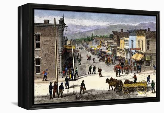 Chestnut Street in Leadville, Colorado, During the Mining Boom, 1870s-null-Framed Premier Image Canvas