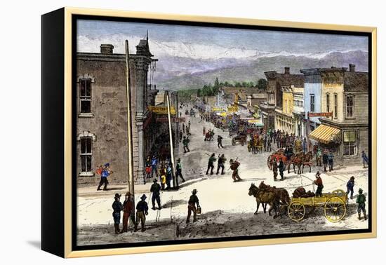 Chestnut Street in Leadville, Colorado, During the Mining Boom, 1870s-null-Framed Premier Image Canvas