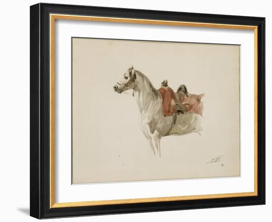 Cheval sellé, tourné vers la gauche-Antoine Alphonse Montfort-Framed Giclee Print