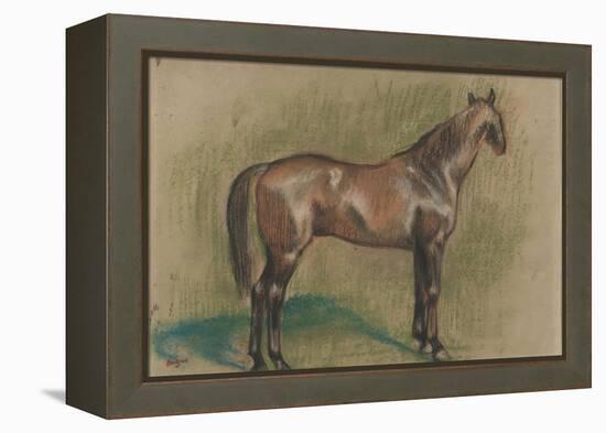 Cheval tourné vers la droite-Edgar Degas-Framed Premier Image Canvas