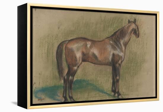 Cheval tourné vers la droite-Edgar Degas-Framed Premier Image Canvas