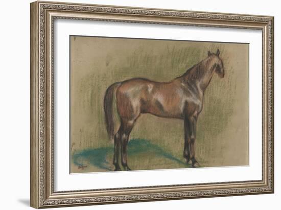 Cheval tourné vers la droite-Edgar Degas-Framed Giclee Print