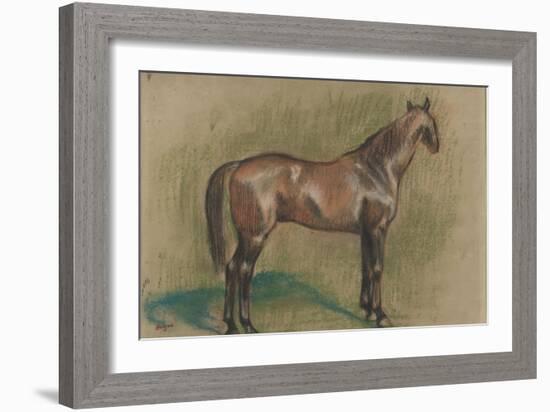 Cheval tourné vers la droite-Edgar Degas-Framed Giclee Print