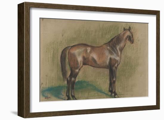 Cheval tourné vers la droite-Edgar Degas-Framed Giclee Print