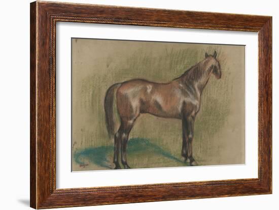 Cheval tourné vers la droite-Edgar Degas-Framed Giclee Print