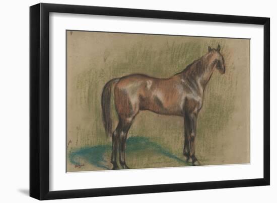 Cheval tourné vers la droite-Edgar Degas-Framed Giclee Print