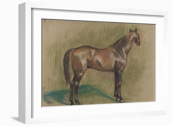 Cheval tourné vers la droite-Edgar Degas-Framed Giclee Print