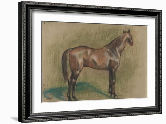 Cheval tourné vers la droite-Edgar Degas-Framed Giclee Print