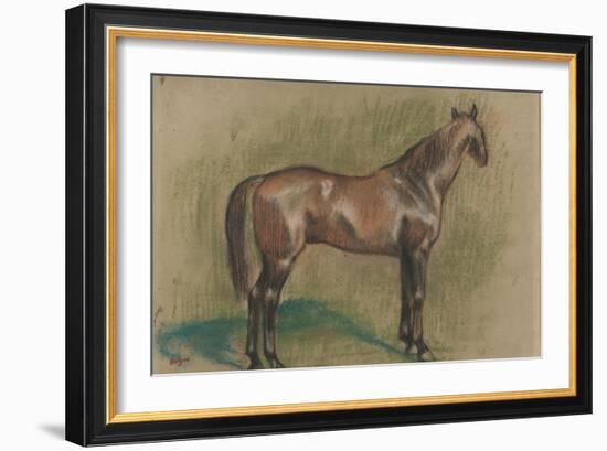 Cheval tourné vers la droite-Edgar Degas-Framed Giclee Print