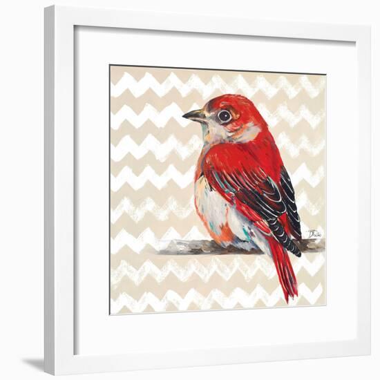 Cheveron Baby Red Bird II-Patricia Pinto-Framed Premium Giclee Print