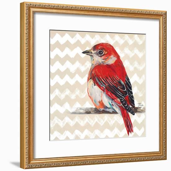 Cheveron Baby Red Bird II-Patricia Pinto-Framed Premium Giclee Print