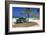 Chevrolet Classic Car under a Palm Tree on the Beach of the Island of Cayo Coco, Cuba-null-Framed Premium Giclee Print