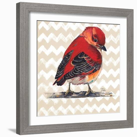 Chevron Baby Red Bird I-Patricia Pinto-Framed Art Print