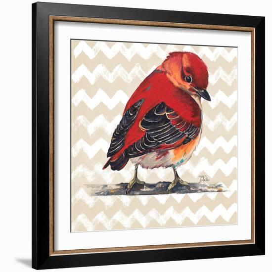 Chevron Baby Red Bird I-Patricia Pinto-Framed Art Print