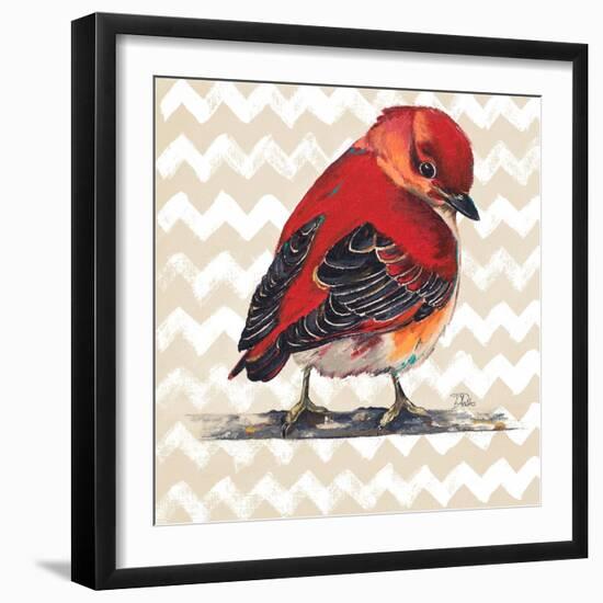 Chevron Baby Red Bird I-Patricia Pinto-Framed Premium Giclee Print