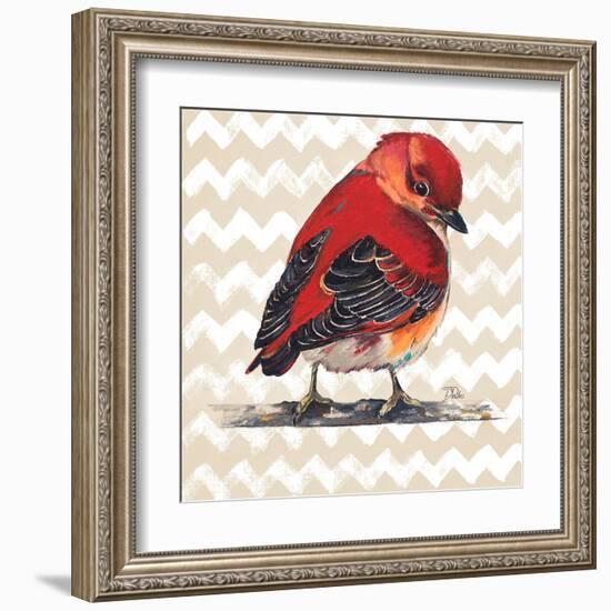 Chevron Baby Red Bird I-Patricia Pinto-Framed Art Print