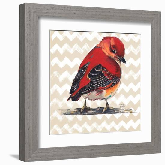 Chevron Baby Red Bird I-Patricia Pinto-Framed Art Print