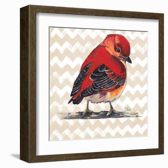 Chevron Baby Red Bird I-Patricia Pinto-Framed Art Print