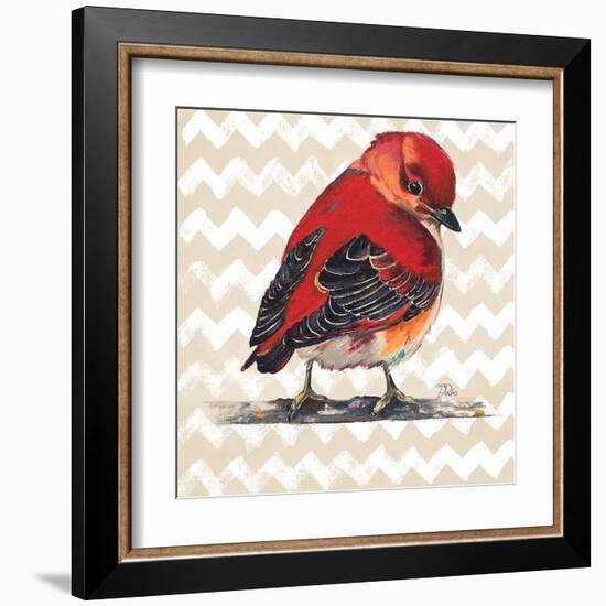 Chevron Baby Red Bird I-Patricia Pinto-Framed Art Print