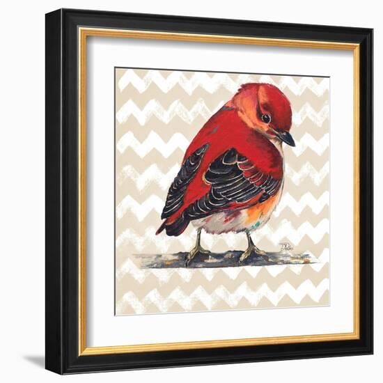 Chevron Baby Red Bird I-Patricia Pinto-Framed Art Print