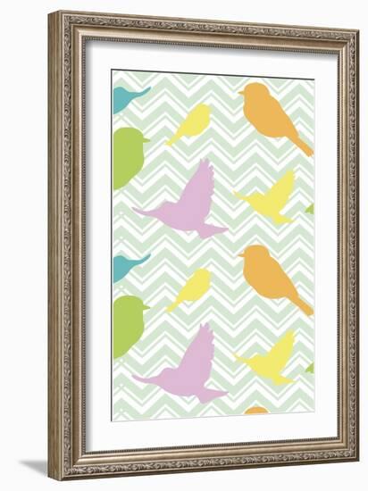 Chevron Birds-Joanne Paynter Design-Framed Giclee Print