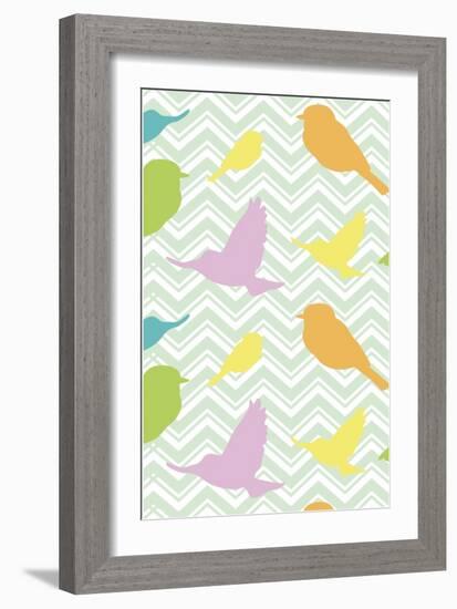 Chevron Birds-Joanne Paynter Design-Framed Giclee Print