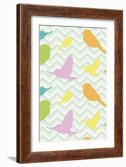 Chevron Birds-Joanne Paynter Design-Framed Giclee Print