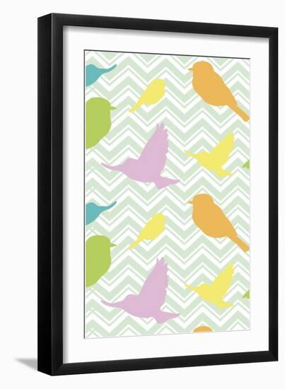 Chevron Birds-Joanne Paynter Design-Framed Giclee Print