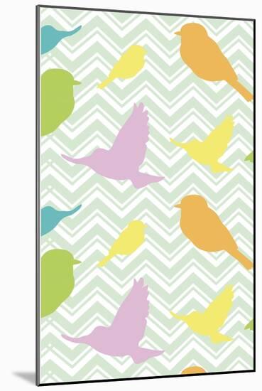 Chevron Birds-Joanne Paynter Design-Mounted Giclee Print