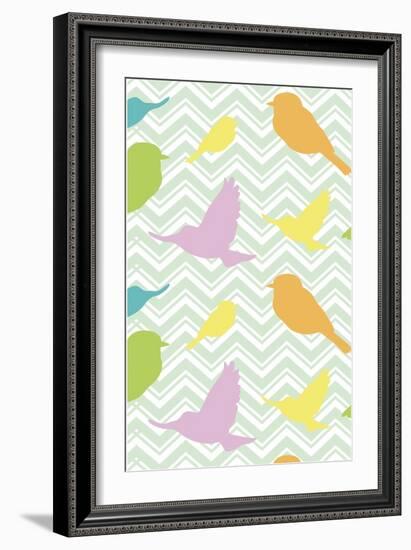 Chevron Birds-Joanne Paynter Design-Framed Giclee Print