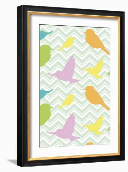 Chevron Birds-Joanne Paynter Design-Framed Giclee Print