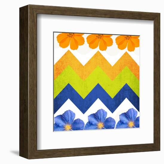 Chevron Pattern with Flowers-Irena Orlov-Framed Premium Giclee Print