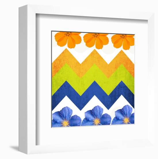 Chevron Pattern with Flowers-Irena Orlov-Framed Premium Giclee Print