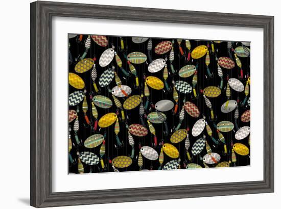 Chevron Spinners Black-Sharon Turner-Framed Art Print