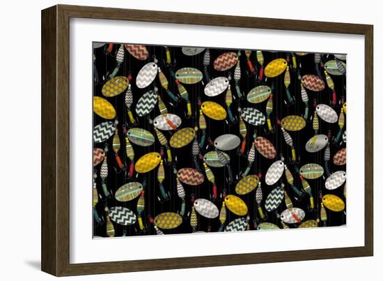 Chevron Spinners Black-Sharon Turner-Framed Art Print