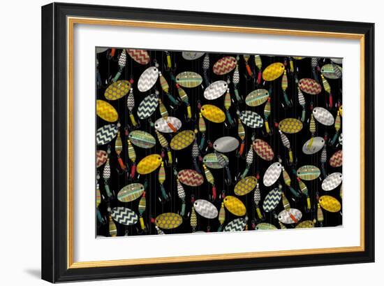 Chevron Spinners Black-Sharon Turner-Framed Art Print