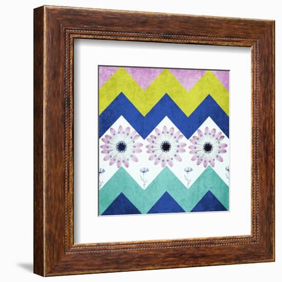 Chevron with Flowers-Irena Orlov-Framed Premium Giclee Print