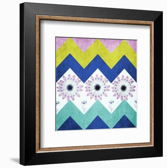 Chevron with Flowers-Irena Orlov-Framed Premium Giclee Print