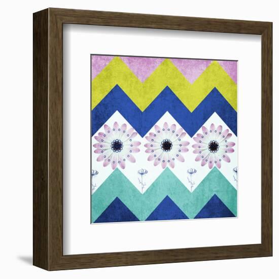 Chevron with Flowers-Irena Orlov-Framed Premium Giclee Print