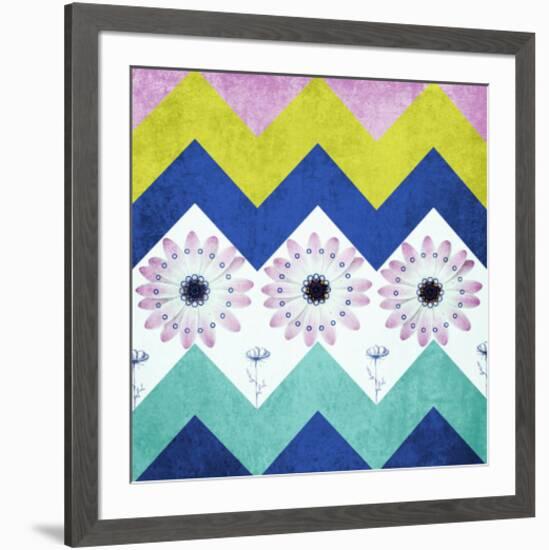 Chevron with Flowers-Irena Orlov-Framed Premium Giclee Print