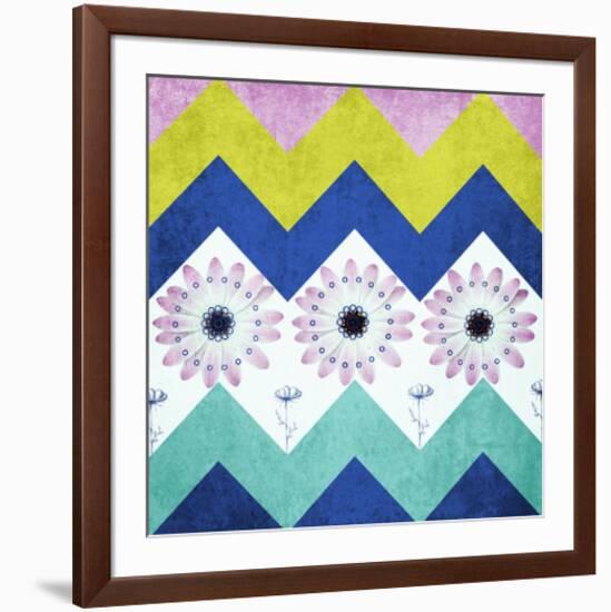 Chevron with Flowers-Irena Orlov-Framed Premium Giclee Print