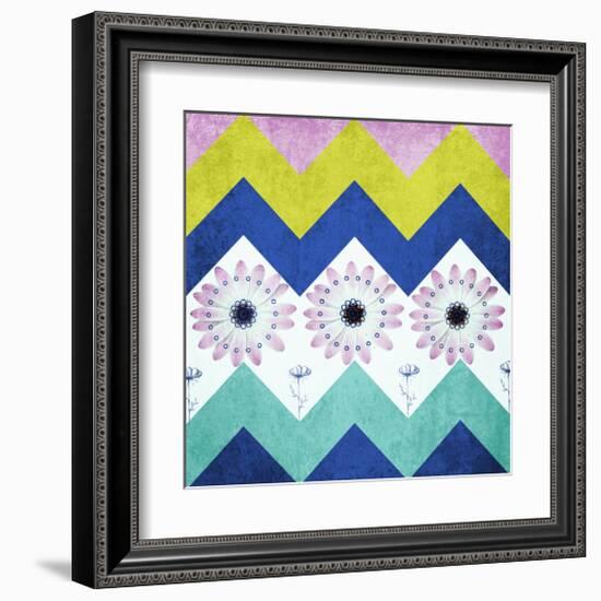 Chevron with Flowers-Irena Orlov-Framed Art Print