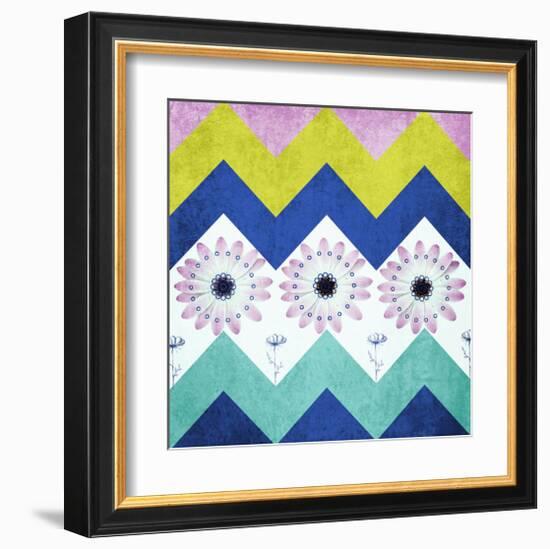 Chevron with Flowers-Irena Orlov-Framed Art Print