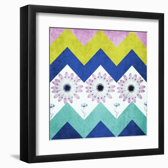 Chevron with Flowers-Irena Orlov-Framed Art Print