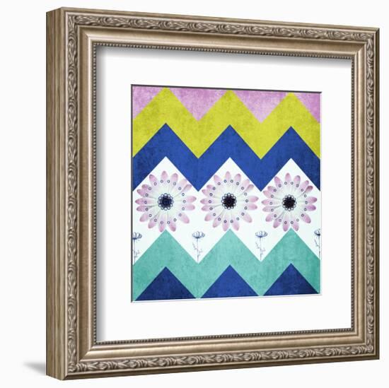 Chevron with Flowers-Irena Orlov-Framed Art Print